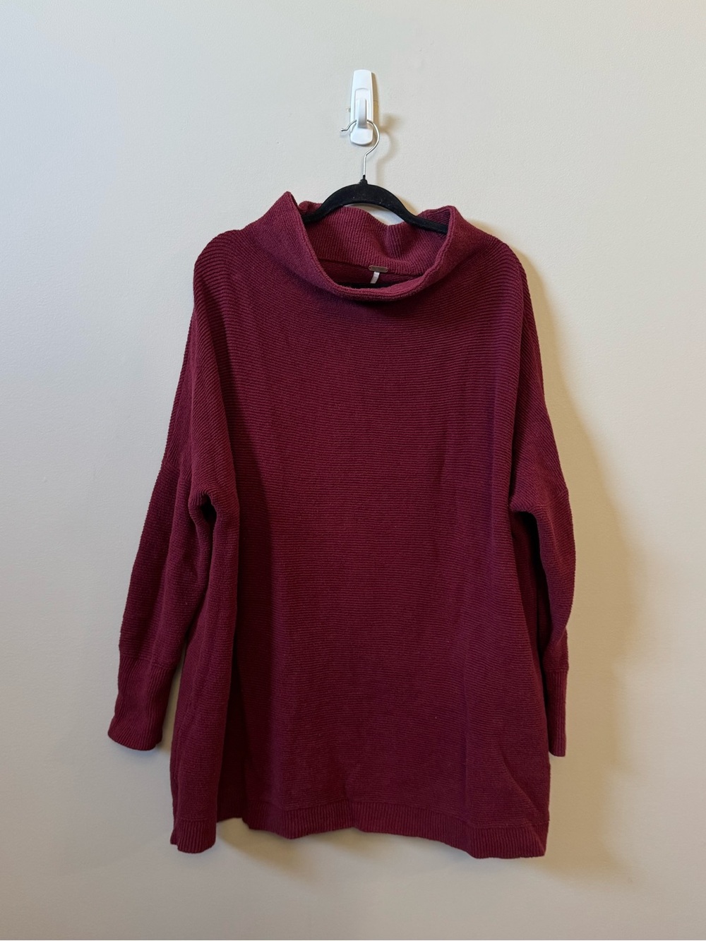 Free people ottoman slouchy tunic pullover ribbed sweater - Burgundy
